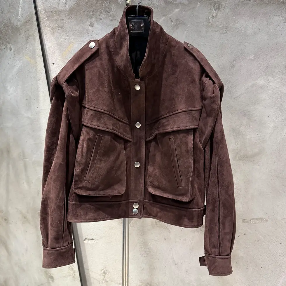 サムネイル： Grained Leather Jacket Ladies Biker Leather Coat Detachable Sleeve Bomber