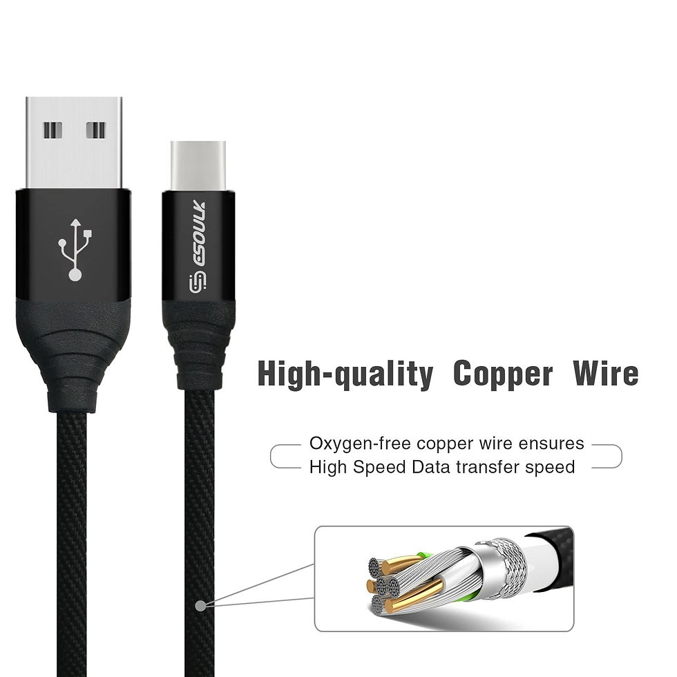 Miniatura: Esoulk 2A Heavy Duty Braided USB Cable 2M （6.6ft）Black