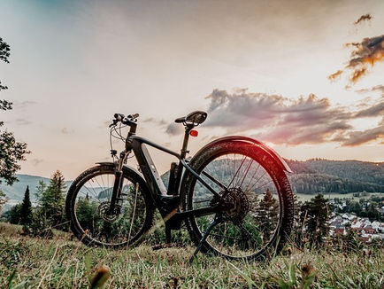 E-Bike Parked Atop a Hill/Mountain
