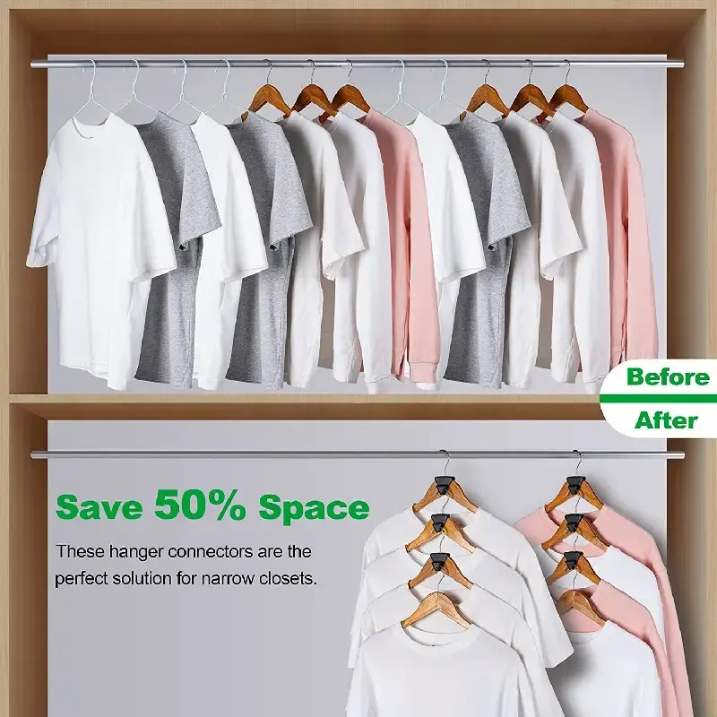 Thumbnail: 12pcs Space-Saving Closet Organizers & Hanger Connectors