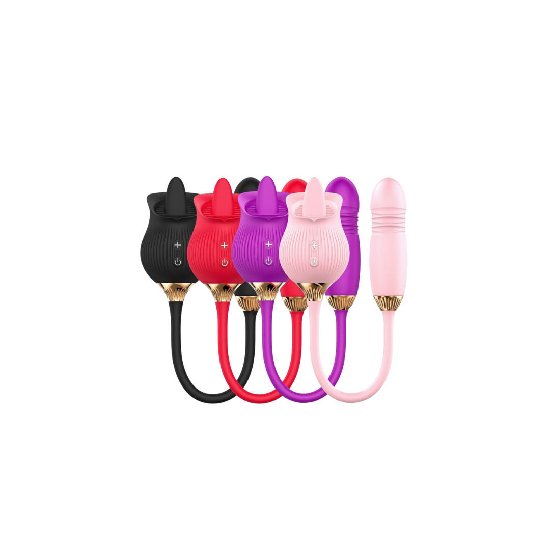Vibrador vai e vem formato de rosa