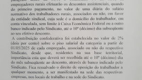 CONTRIBUIÇÃO ASSISTENCIAL E CONFEDERATIVA - Sindicato dos Trabalhadores Rurais de Jardinópolis-SP