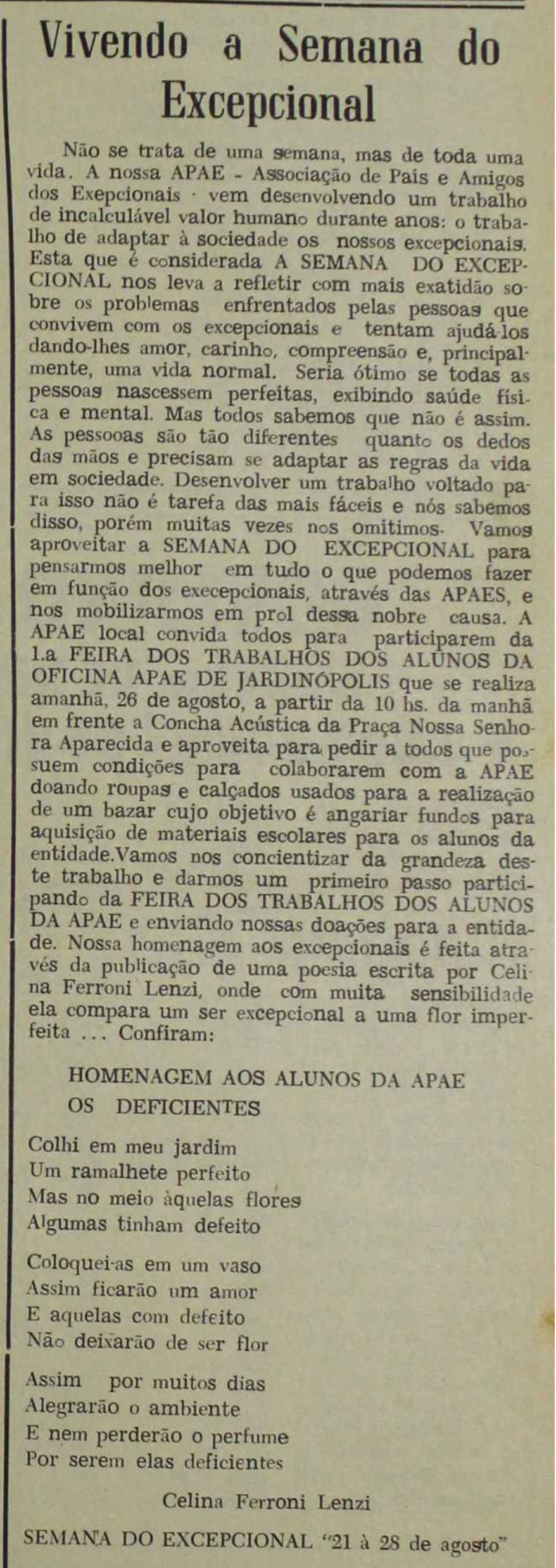 Reprodução: jornal A Cidade de Jardinópolis - novembro de 1990