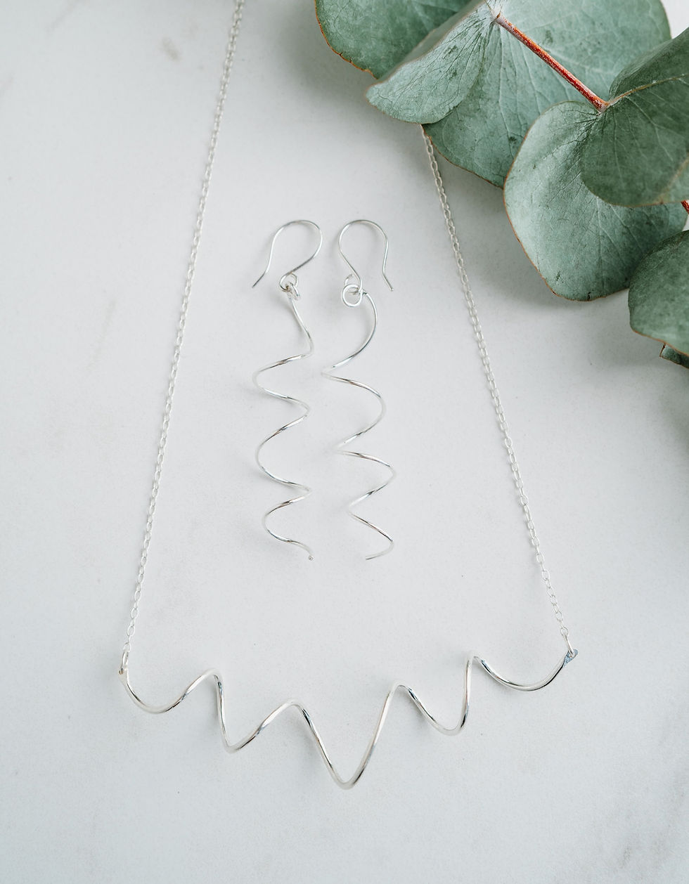 Thumbnail: Silver corkscrew dangly earrings, long spiral dangly earrings, handmade spiral