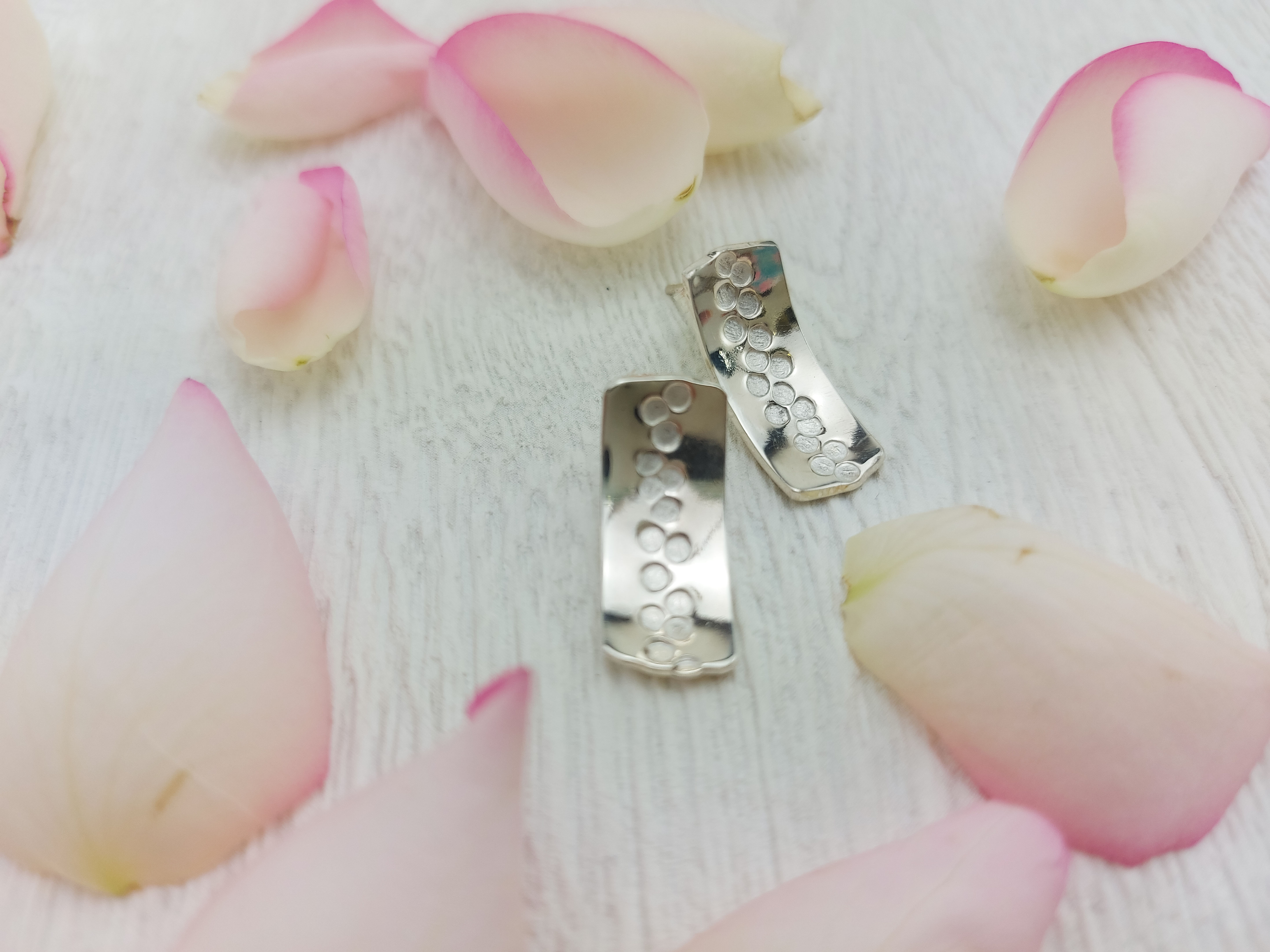 Sterling Silver Earrings, Textured Large Studs