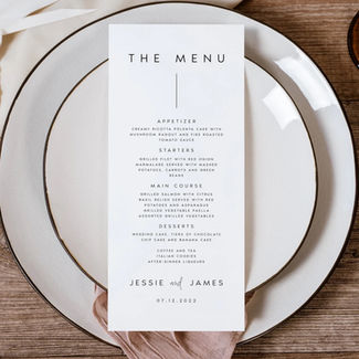 Personalized Wedding Details: Dinner Menu, Minimalist Wedding Menu