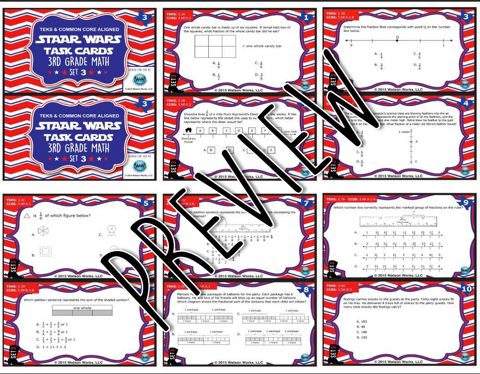 Thumbnail: 3rd Grade - STAAR Wars Math Task Cards Bundle