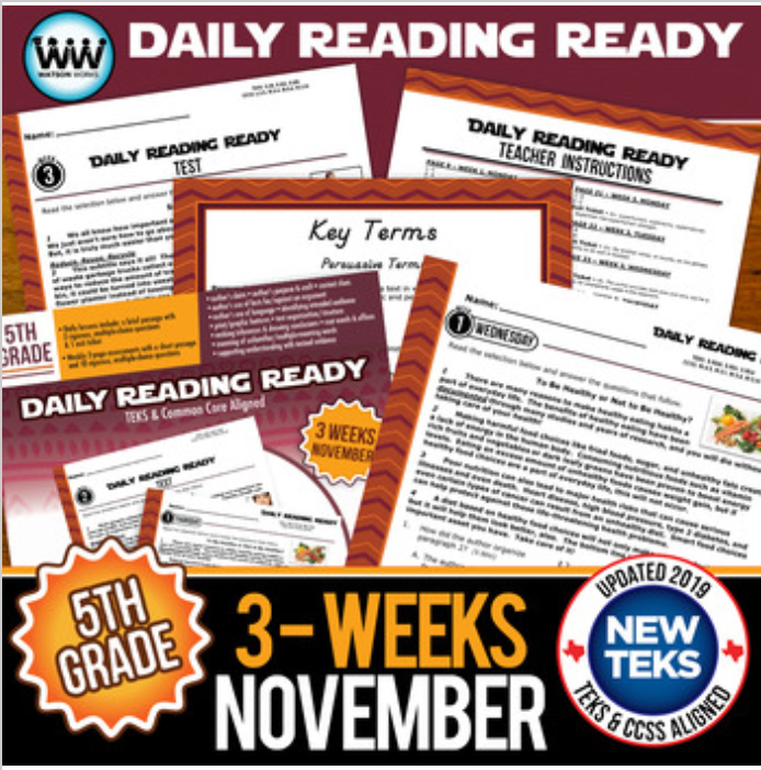 Thumbnail: 5th Grade Daily Reading Spiral Review Full New