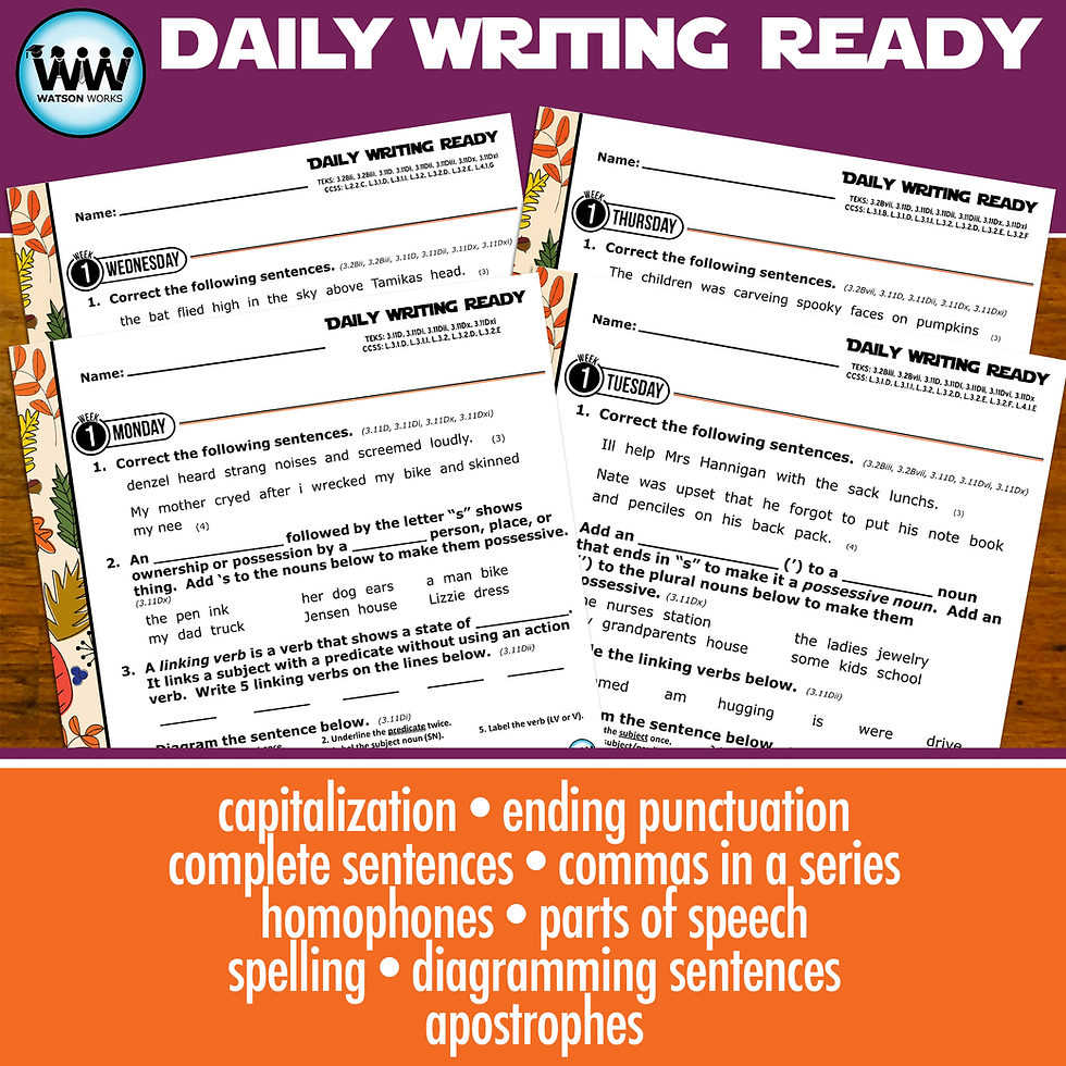 Thumbnail: 3rd Grade October Daily Language Review