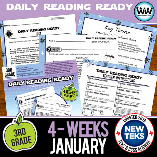 3rd Grade Daily Reading Spiral Review for January New ELA TEKS | watson ...