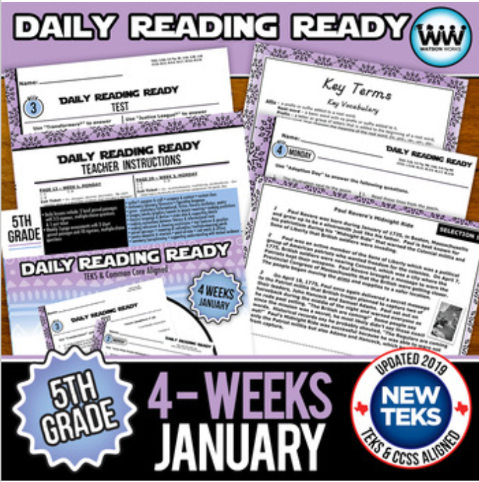 Thumbnail: 5th Grade Daily Reading Spiral Review Full New