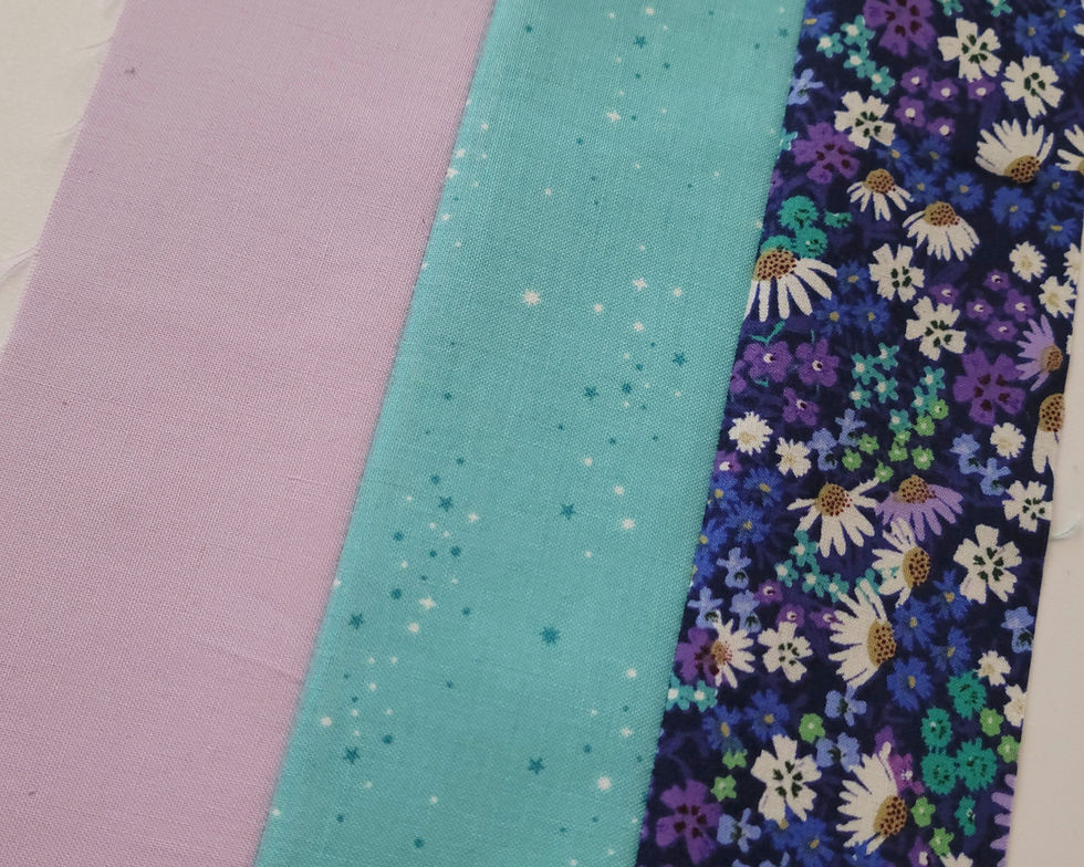 Small quilt strip set used to test quarter-inch seam accuracy after sewing and pressing
