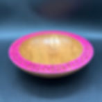 Thumbnail: Elm Bowl w/Hand Carved Pink Maple