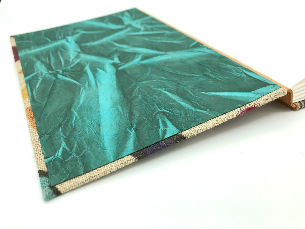 Miniature : Carnet Long Stitch Vassily - Cuir et toile de lin