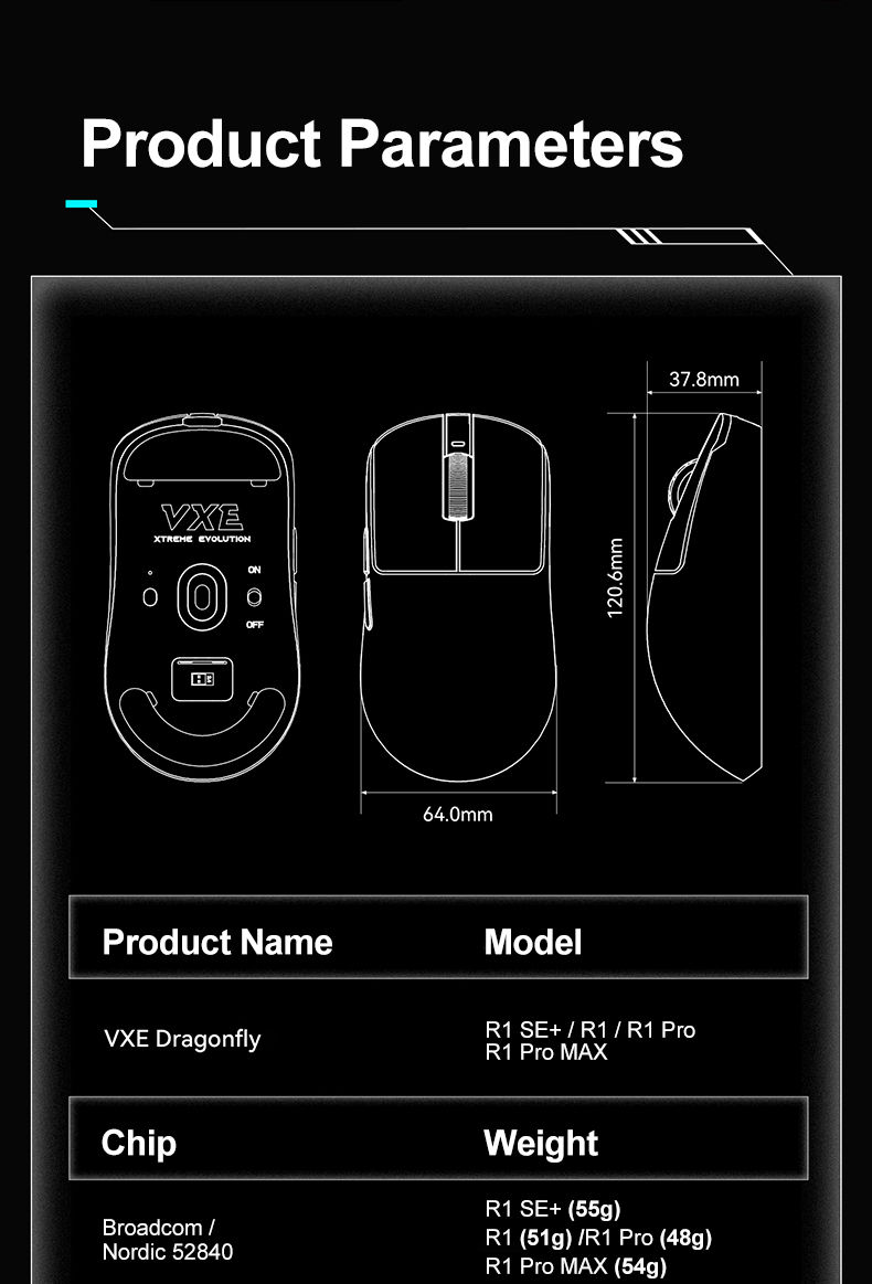 Thumbnail: ATK VXE R1 Pro MAX Dragonfly R1 Bluetooth Gaming Mouse PAW3395 2.4G Wireless