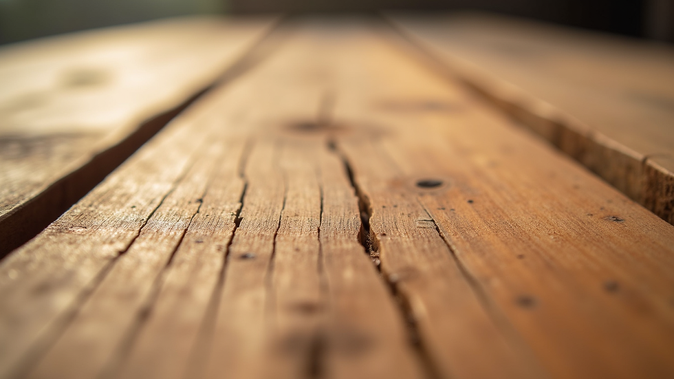Close-up view of cedar wood grain texture on a timber board