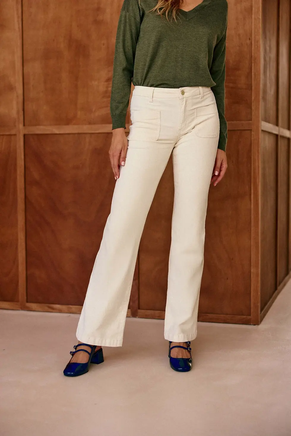 Pantalon écru velours hiver
