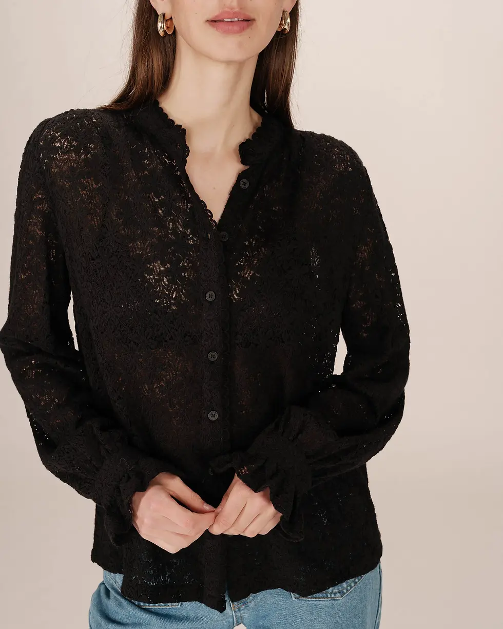 Blouse dentelle noire vue de près