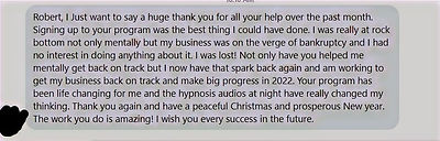 hypnotherapist/life coach robert herdman testimonial