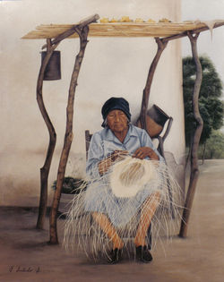 TEJIENDO SOMBRERO DE PAJA