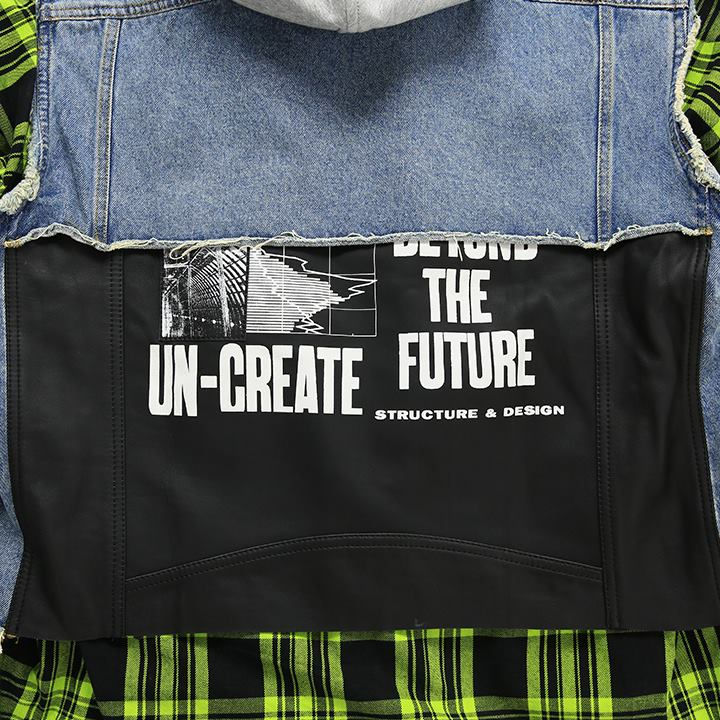 Thumbnail: DIESEL Denim Layered Jacket Sheepskin Size S Oversize (Like M-L)