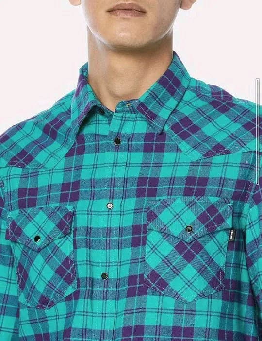 Thumbnail: DIESEL Diesel Western-style checkered shirt in turquoise and purple Size XL