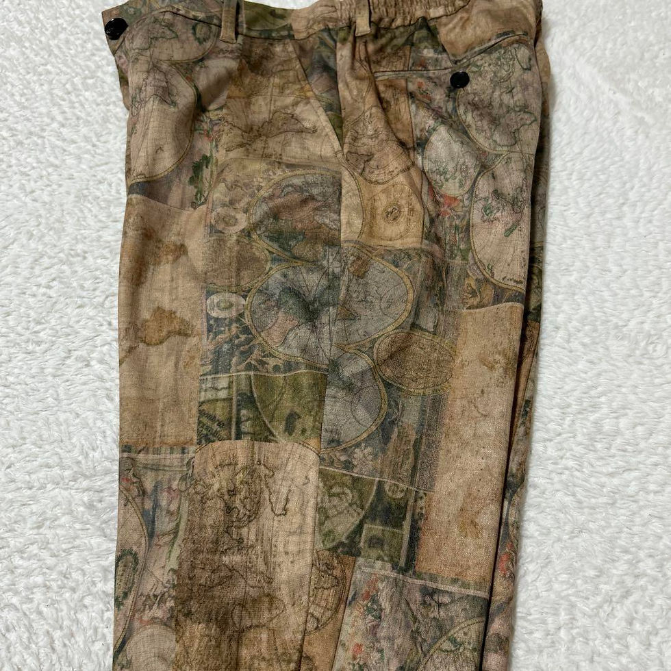 Thumbnail: NO ID stretch trousers with world map print