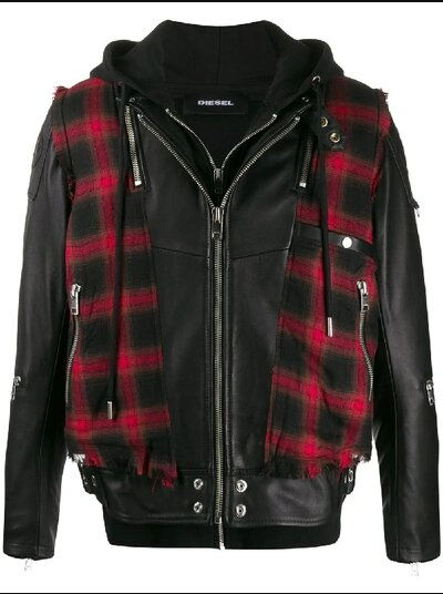 Thumbnail: DIESEL Leather jacket with triple-layer effect Size L