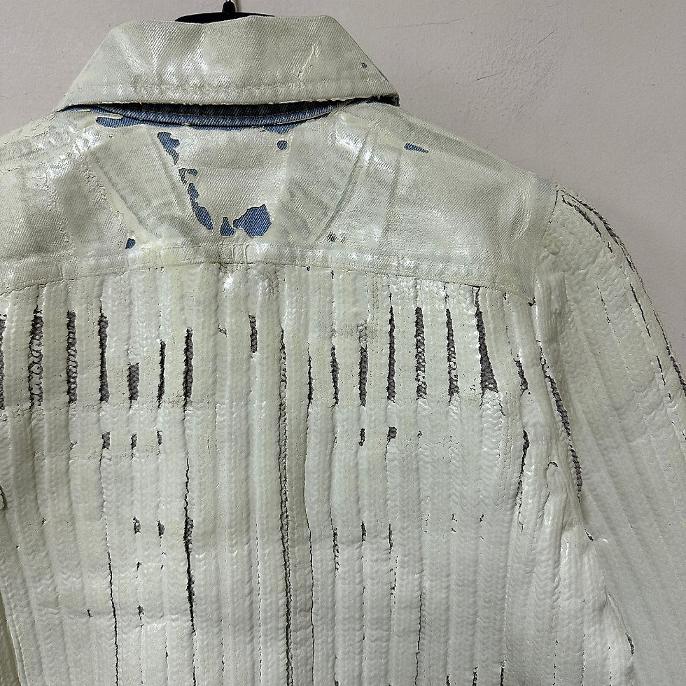 Thumbnail: DIESEL Women's denim knitted jacket with rubber coating.