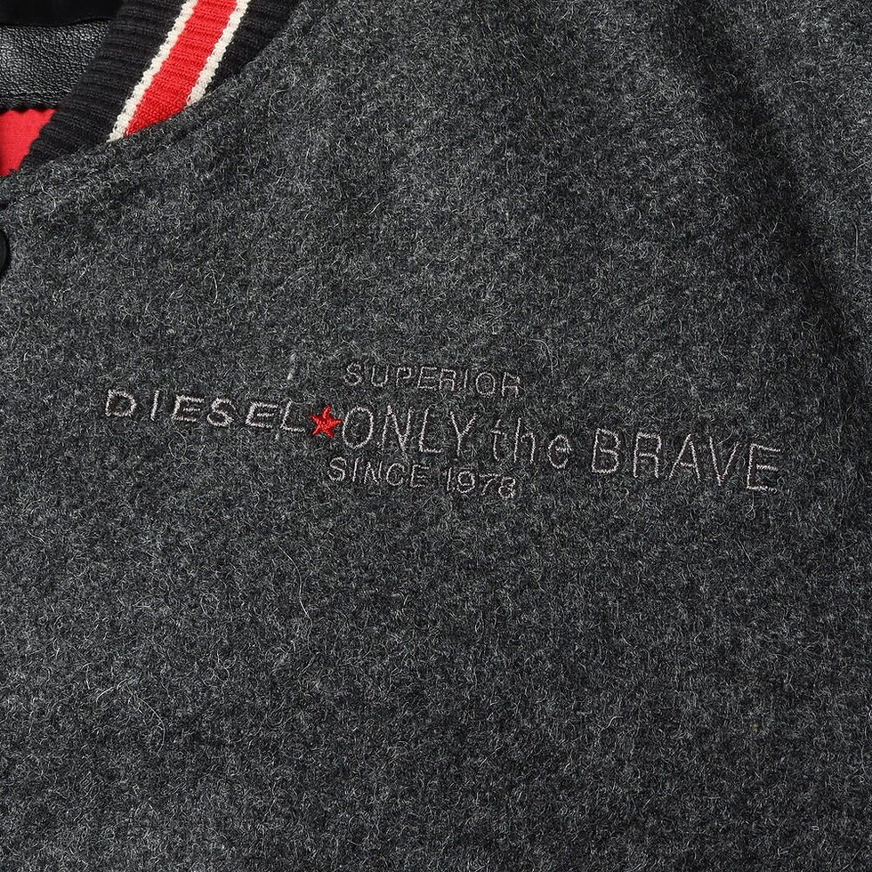 Thumbnail: Diesel Grey & Black Harry Varsity Leather Sleeve Jacket (XL)