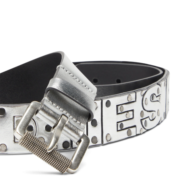 Thumbnail: DIESEL B-stellar Metallic Leather Belt In Silver