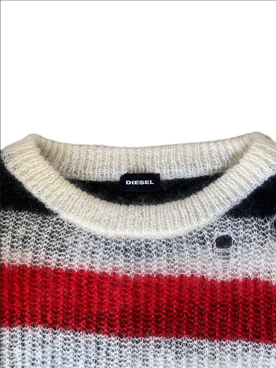Thumbnail: Diesel Black Gold K-Dock Distressed Striped Sweater Size S, M (Oversized)