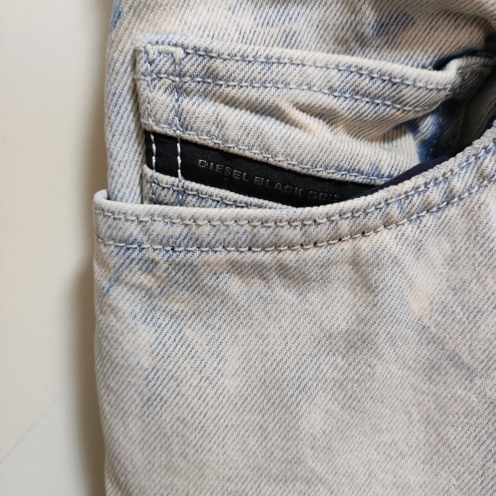 Thumbnail: DIESEL BLACK GOLD Scuffed bleached fringe slim fit Jeans W32