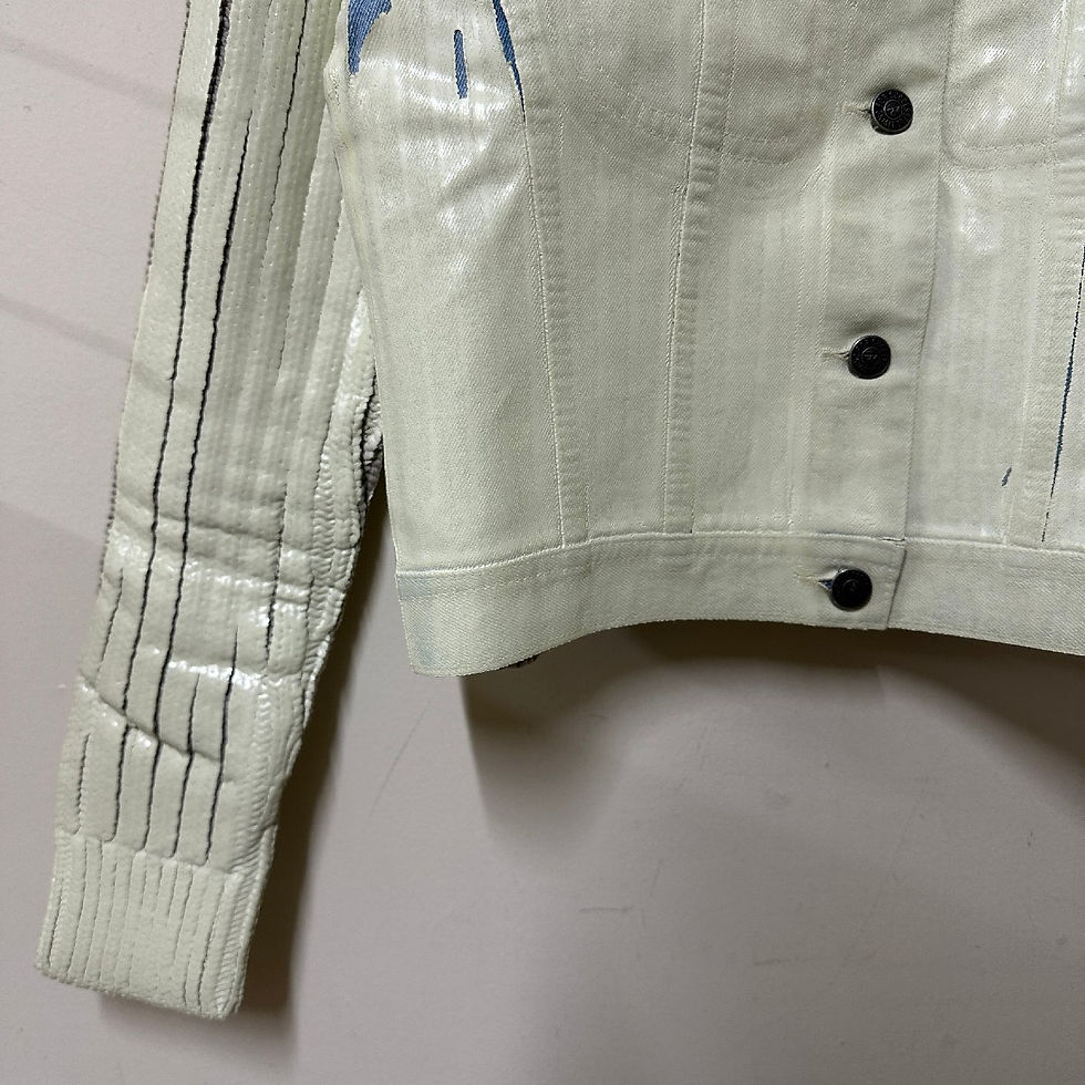 Thumbnail: DIESEL Women's denim knitted jacket with rubber coating.