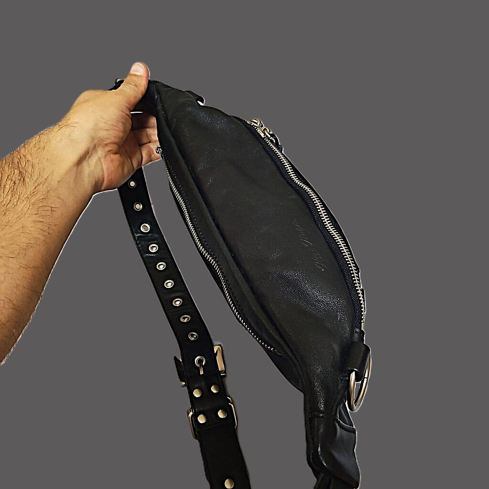 Thumbnail: Rat Roen Japanese Leather Studded Body Bag, Punk Rock, Harajuku Streetwear