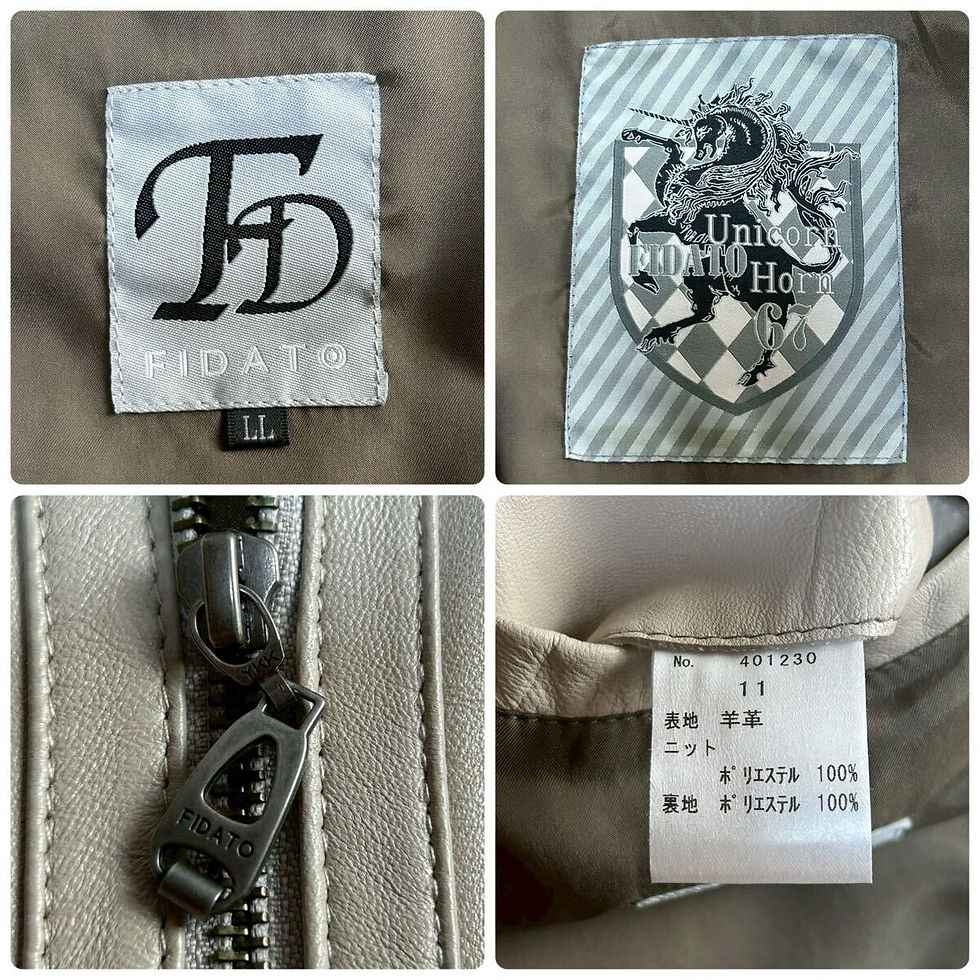 Thumbnail: FIDATO leather jacket made of soft ivory-colored sheepskin Size XL