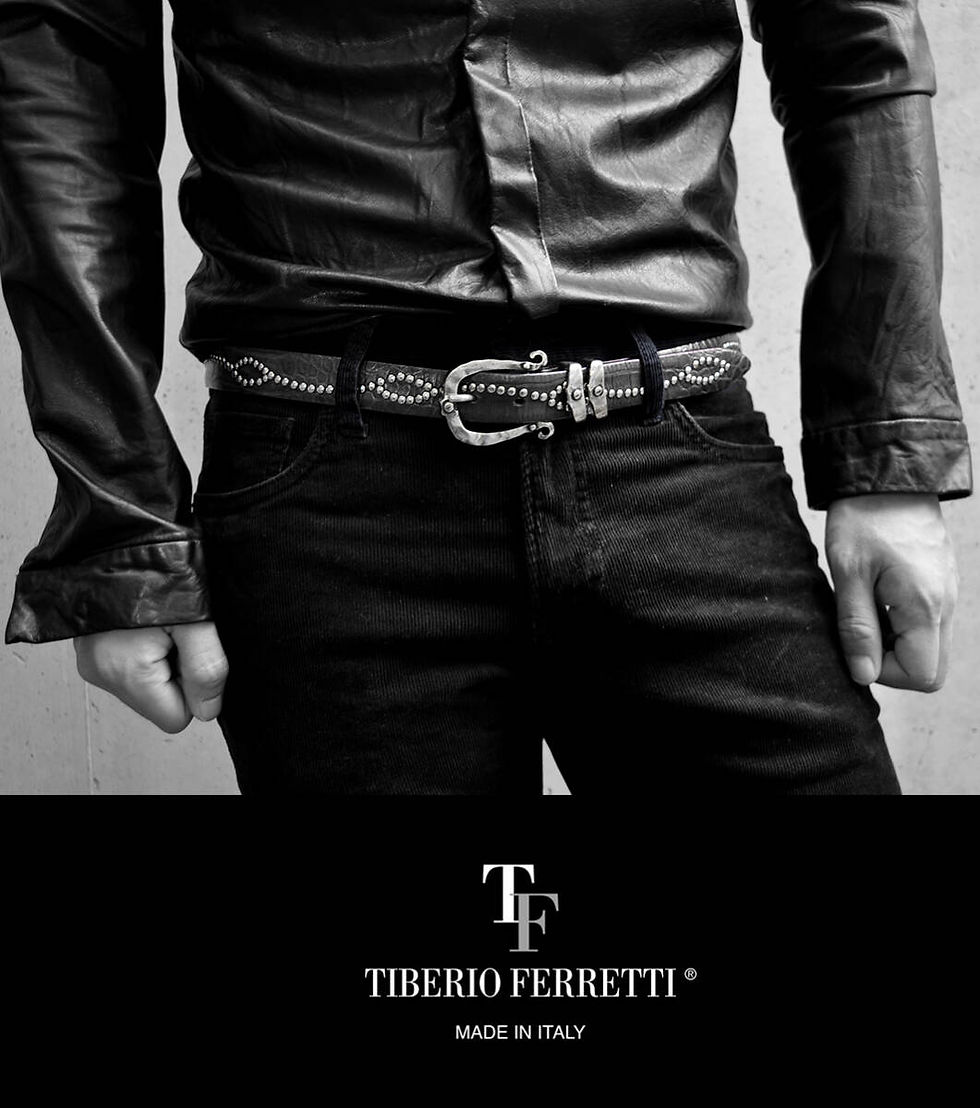 Thumbnail: TIBERIO FERRETTI Studded Leather Belt.