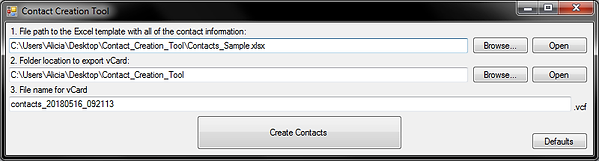 Contact Creation Tool