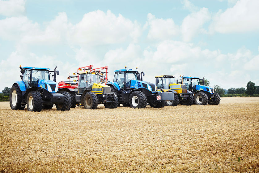 Tractors Parked in the Crop Field