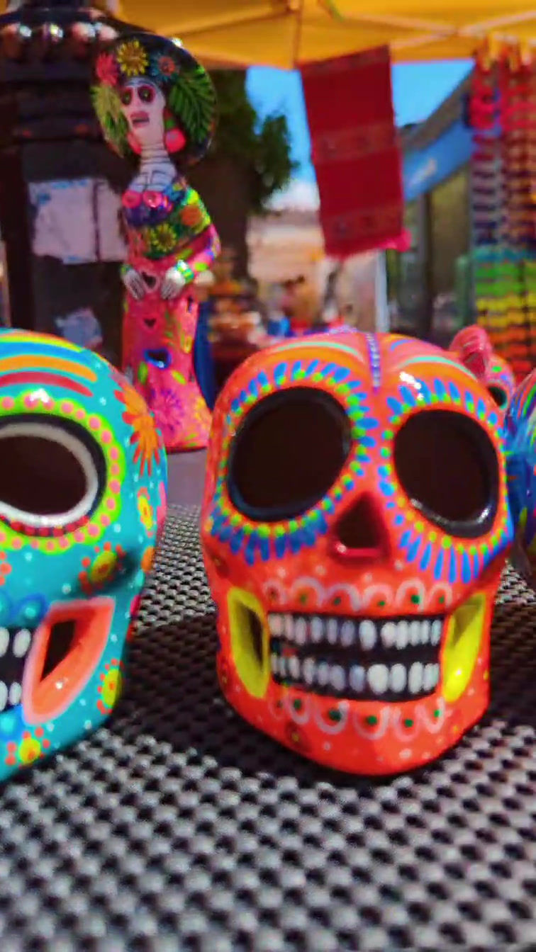 Thumbnail: 8.5cm Clay Mexican teal fiesta skull