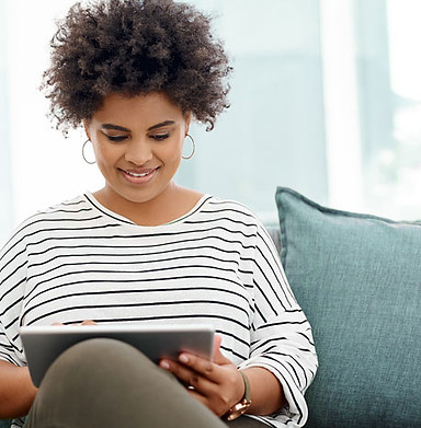 Woman attending online therapy for eating disorders in Florida
