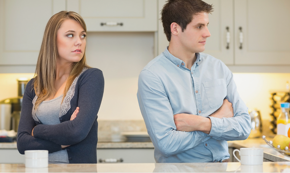 Couples fighting over dishes
