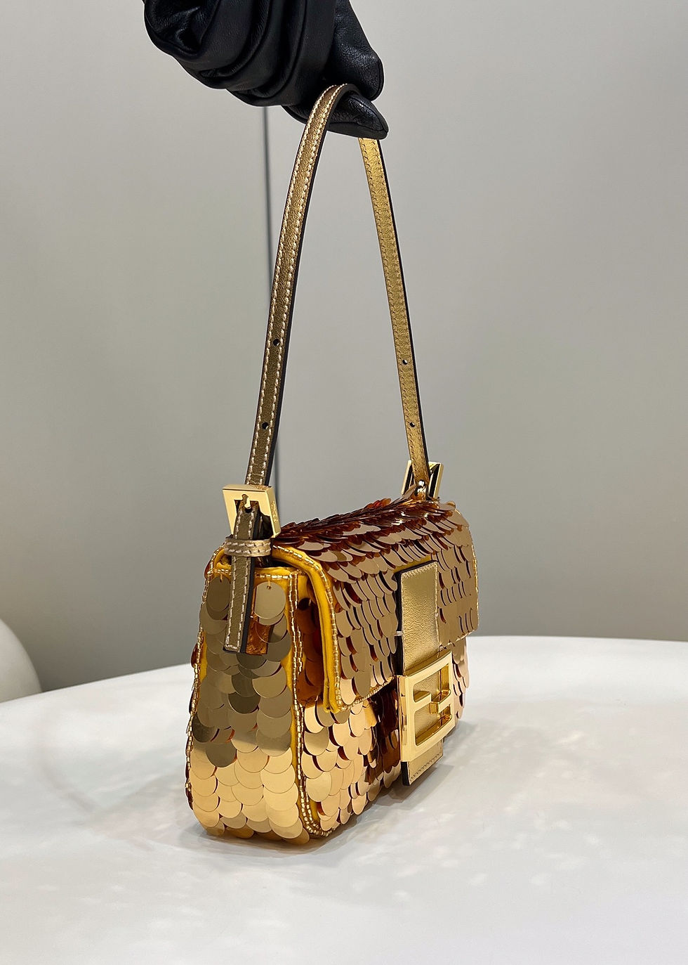 Thumbnail: FENDI BAGUETTE MINI SEQUIN AND LEATHER BAG