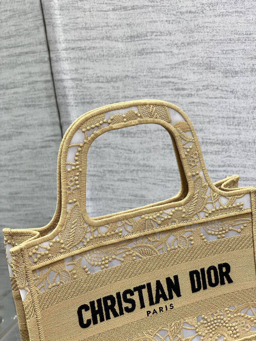 Thumbnail: DIOR MINI BOOK TOTE EMBROIDERY WITH MACRAME EFFECT
