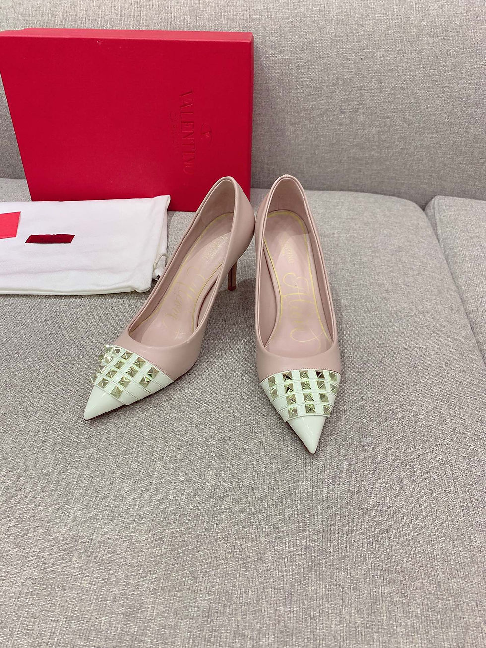 Thumbnail: VALENTINO ROCKSTUD KIDSKIN AND PATENT LEATHER PUMP