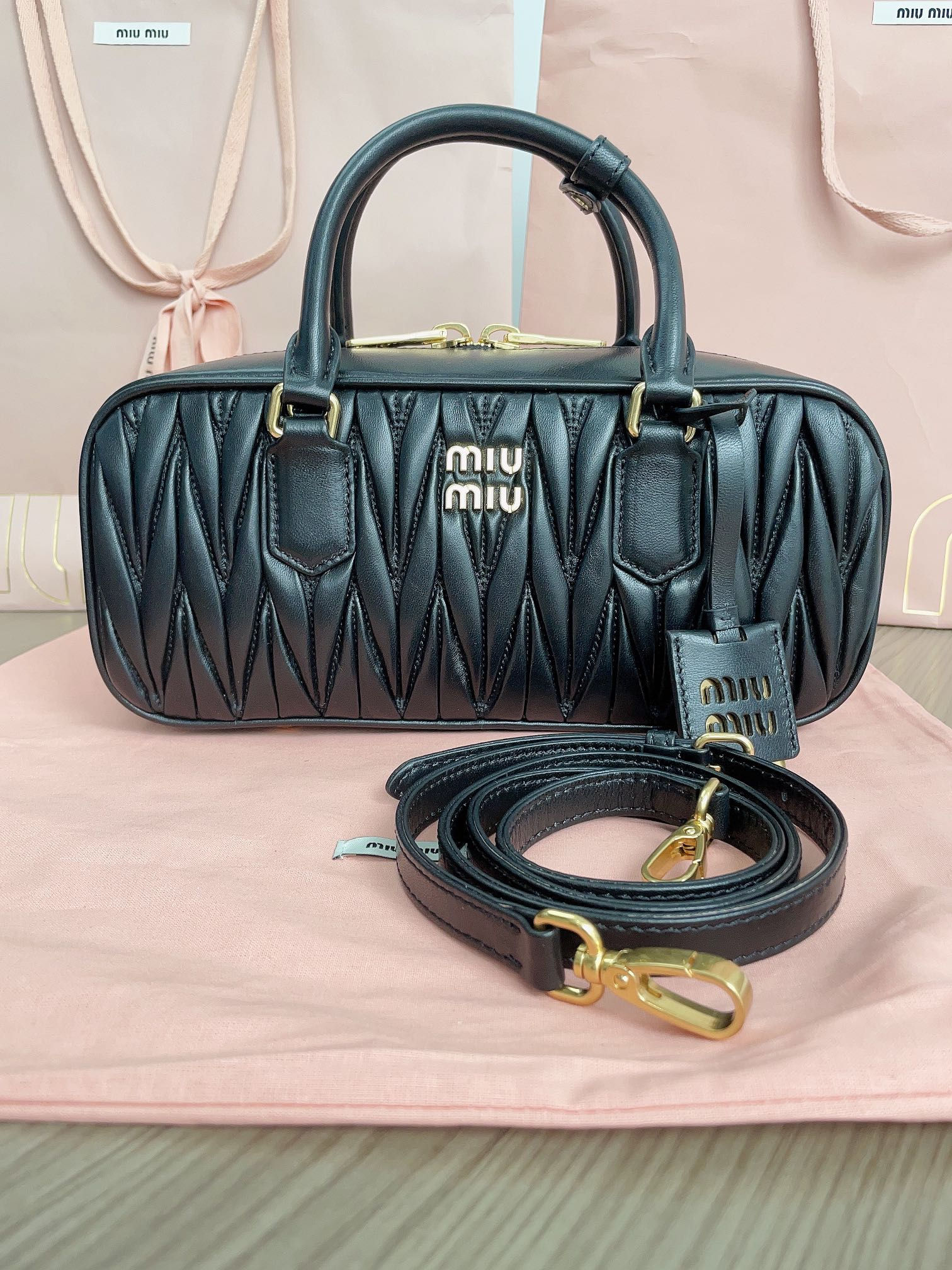 MIU MIU ARCADIE MATELASSE NAPPA SMALL LEATHER BAG