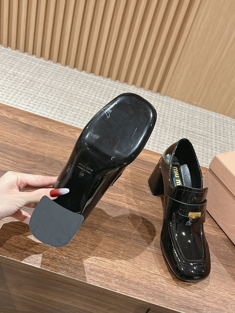 Thumbnail: MIU MIU LEATHER PENNY LOAFERS