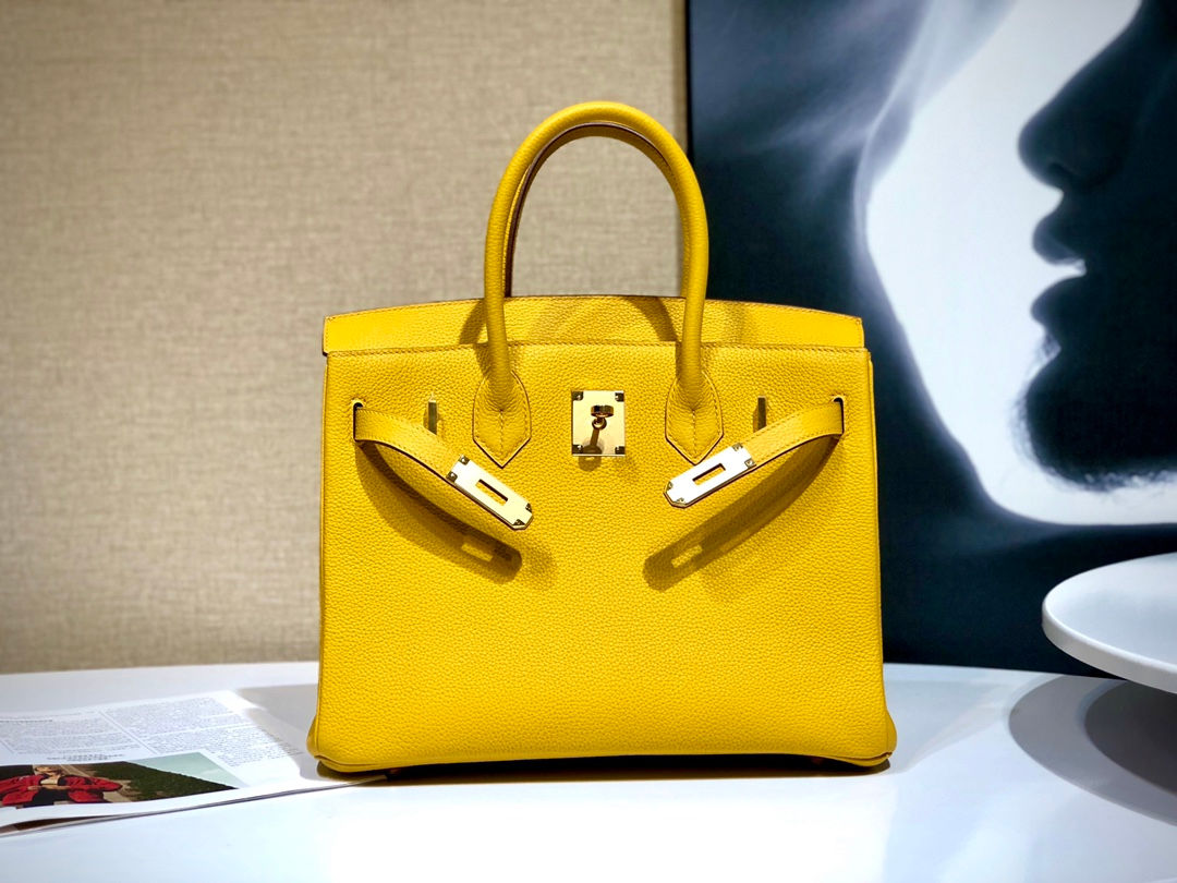 HERMES BIRKIN 30 TOGO JAUNE AMBER GHW