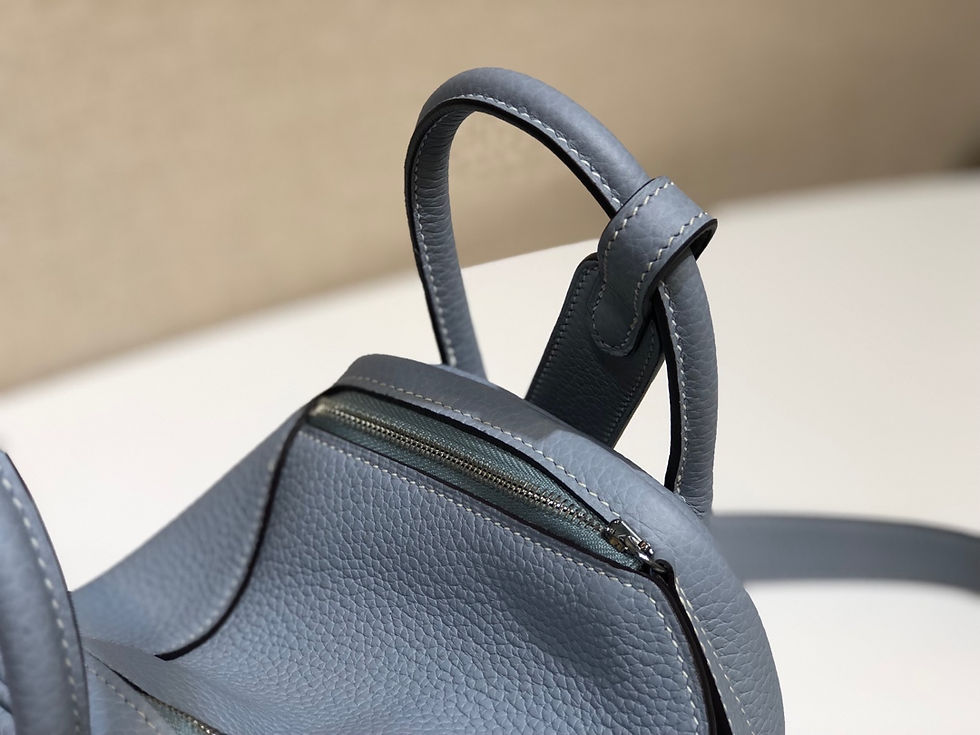 Thumbnail: HERMES MINI LINDY 19 TOGO BLUE LIN BAG