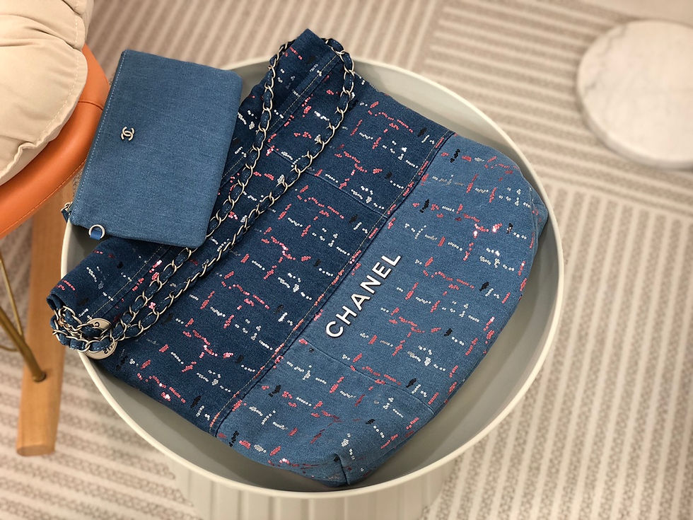 Thumbnail: CHANEL 22 HOBO MEDIUM DENIM TOTE BAG